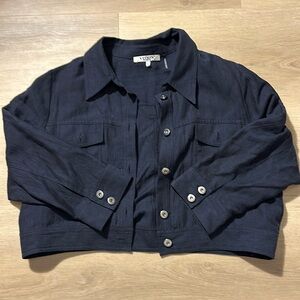 Cropped Navy Jacket W/ silver hardware